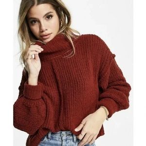 NWT Free People Be Yours Turtleneck Pullover Sweater in Sweet Cranberry - XS